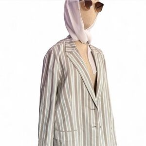 Lafayette 148 New York Striped Cream Blazer